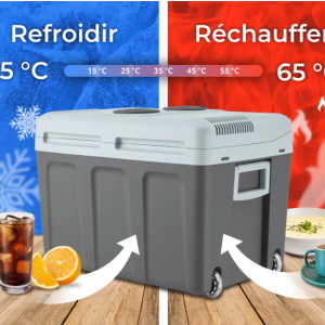 Glacière électrique chauffante et réfrigérante avec poignées et roulettes 40 L